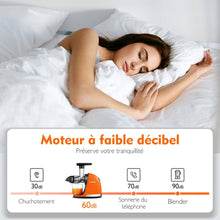 Load image into Gallery viewer, AMZCHEF Extracteur Jus - Extracteur de Jus de Fruits et Légumes - Presses-agrumes à Froid sans BPA avec 2 Tasses et Brosse - Fonction de Mastication Inversée pour Éviter les Blocages - Argent