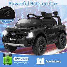 Load image into Gallery viewer, 12V Licensed Ford Ranger Kids Ride on Car, Battery Powered Electric Vehicle Toy Car w/ Remote Control, Storage Basket, Music