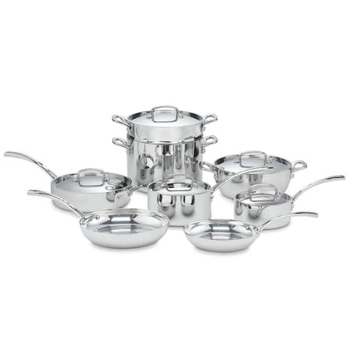 French Classic 13-Piece Stainless Steel Cookware Set in Silver and Stainless Steel