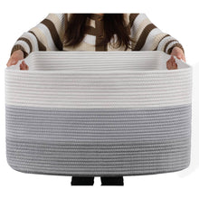 Load image into Gallery viewer, OIAHOMY Large Cotton Rope Basket, Rectangle Woven Baskets for Storage, Nursery Blanket Basket Living Room, Toy Basket with Handl